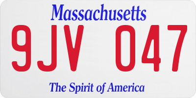 MA license plate 9JV047