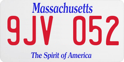 MA license plate 9JV052