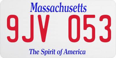 MA license plate 9JV053