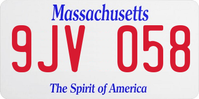 MA license plate 9JV058