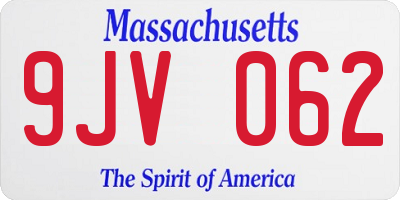MA license plate 9JV062