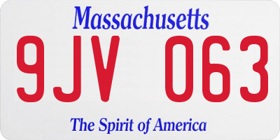 MA license plate 9JV063