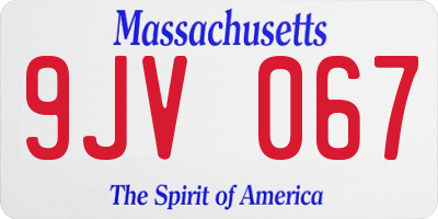 MA license plate 9JV067