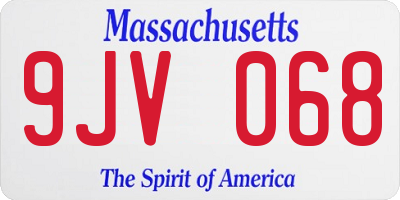 MA license plate 9JV068