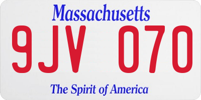 MA license plate 9JV070
