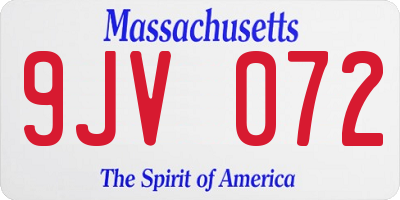 MA license plate 9JV072