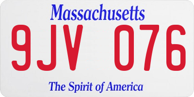 MA license plate 9JV076