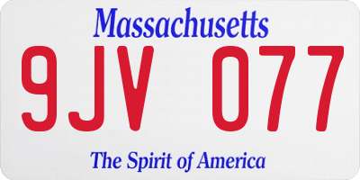 MA license plate 9JV077
