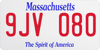 MA license plate 9JV080