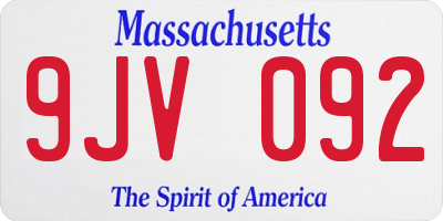 MA license plate 9JV092