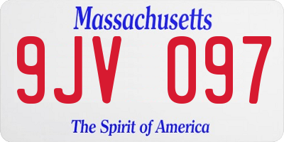 MA license plate 9JV097