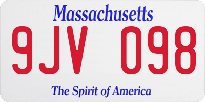 MA license plate 9JV098