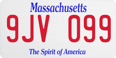 MA license plate 9JV099