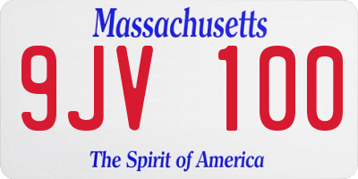 MA license plate 9JV100