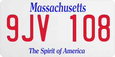 MA license plate 9JV108