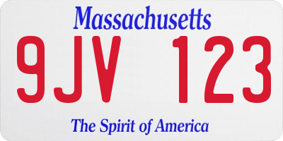 MA license plate 9JV123