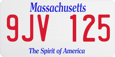 MA license plate 9JV125