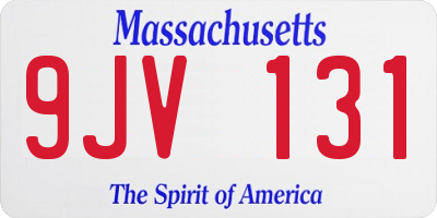 MA license plate 9JV131