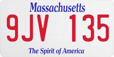 MA license plate 9JV135