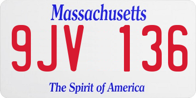 MA license plate 9JV136