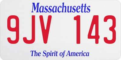 MA license plate 9JV143