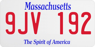 MA license plate 9JV192