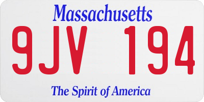 MA license plate 9JV194