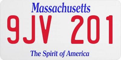 MA license plate 9JV201