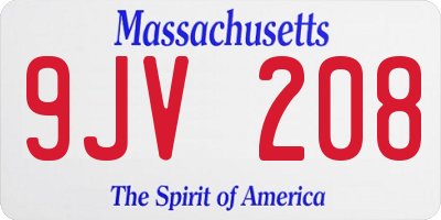 MA license plate 9JV208