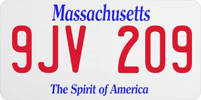 MA license plate 9JV209