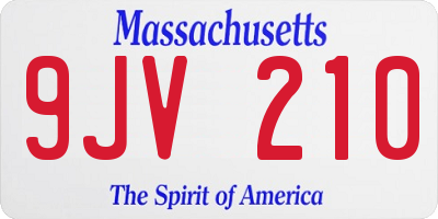 MA license plate 9JV210