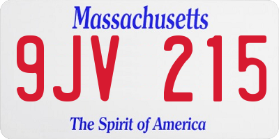 MA license plate 9JV215