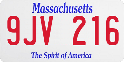 MA license plate 9JV216