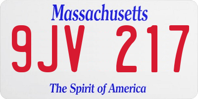 MA license plate 9JV217