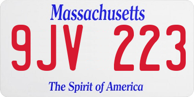 MA license plate 9JV223