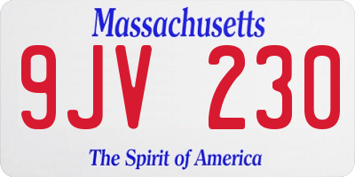 MA license plate 9JV230