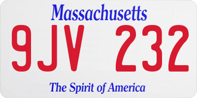 MA license plate 9JV232