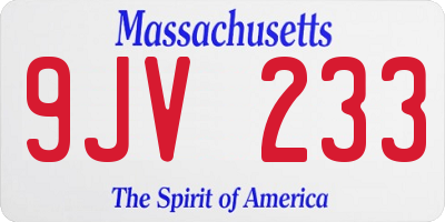 MA license plate 9JV233