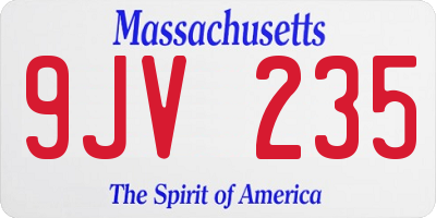 MA license plate 9JV235