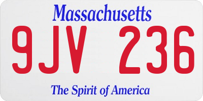 MA license plate 9JV236
