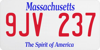 MA license plate 9JV237