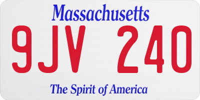MA license plate 9JV240
