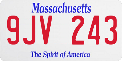 MA license plate 9JV243