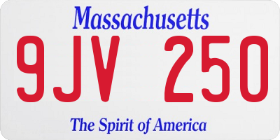 MA license plate 9JV250
