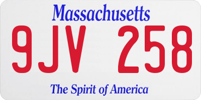 MA license plate 9JV258