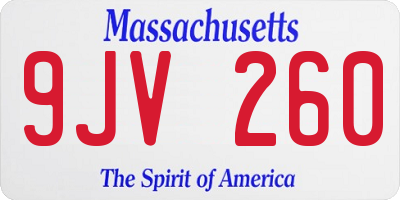 MA license plate 9JV260