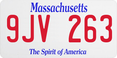 MA license plate 9JV263