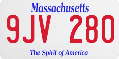 MA license plate 9JV280