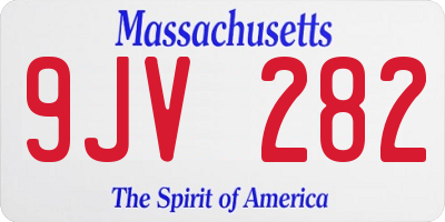 MA license plate 9JV282
