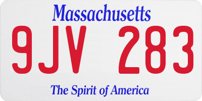 MA license plate 9JV283